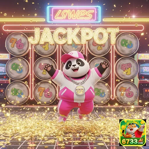 Imagem do jogo Jackpot Panda da 6733, destacando o tema de panda em um ambiente de cassino divertido.