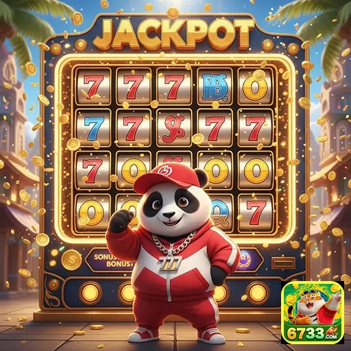 Imagem do slot Jackpot Panda no site 6733, apresentando um panda e símbolos de sorte.